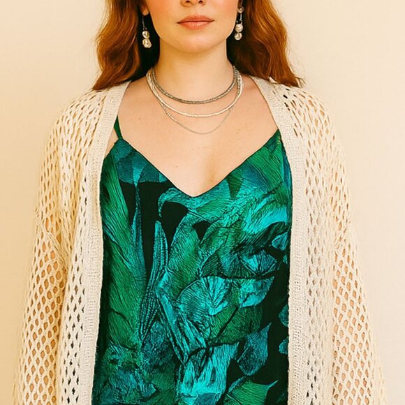 Helene St. Marie VTG Y2K Camisole Top Green Metallic Lame Fairy Mermaidcore Glam - Picture 1 of 8